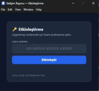 Etkinleştirme ekranı